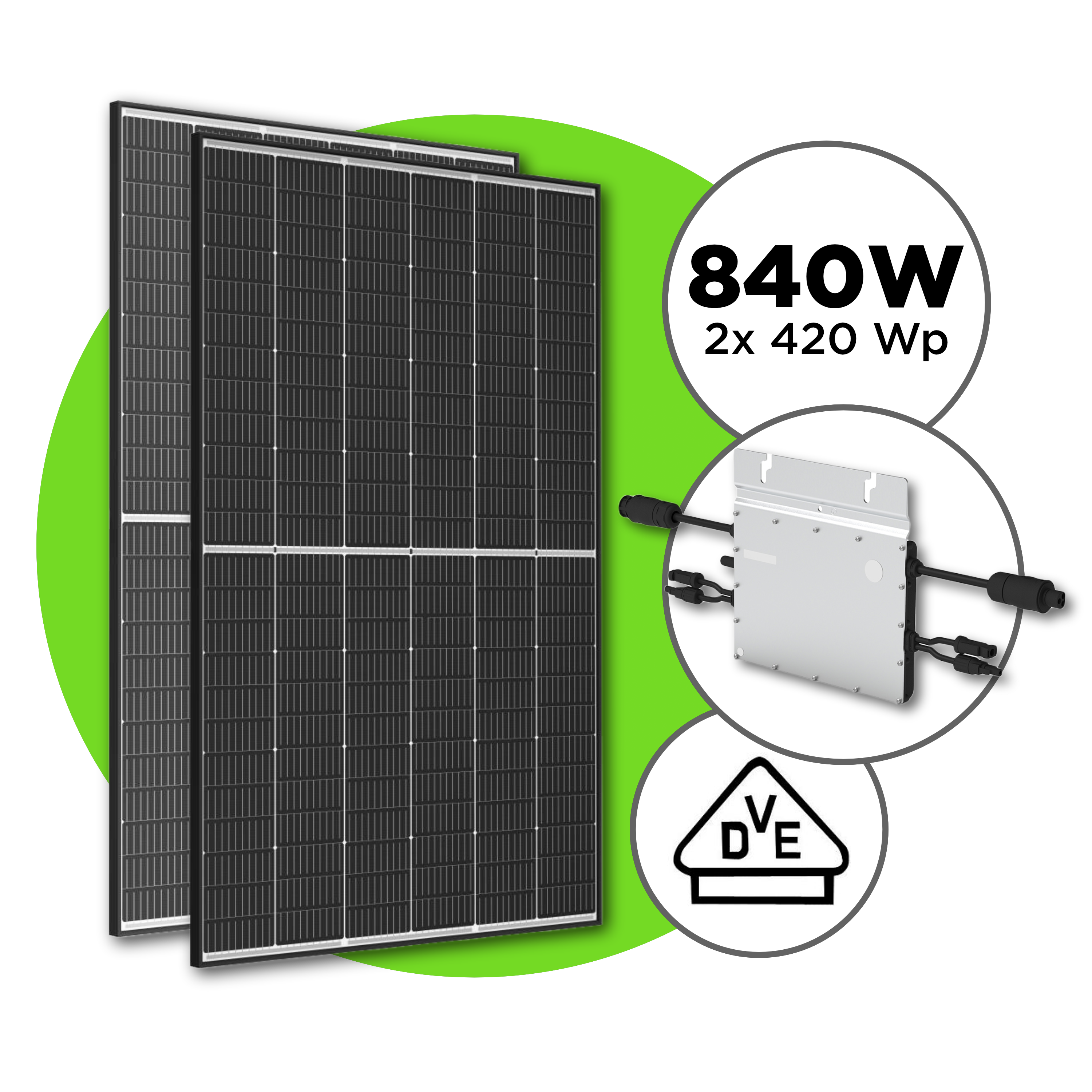 840 Wp Balkonkraftwerk mit 2x Trina Vertex S Modul —  600 W Hoymiles / ohne Unterkonstruktion / ohne Kabel