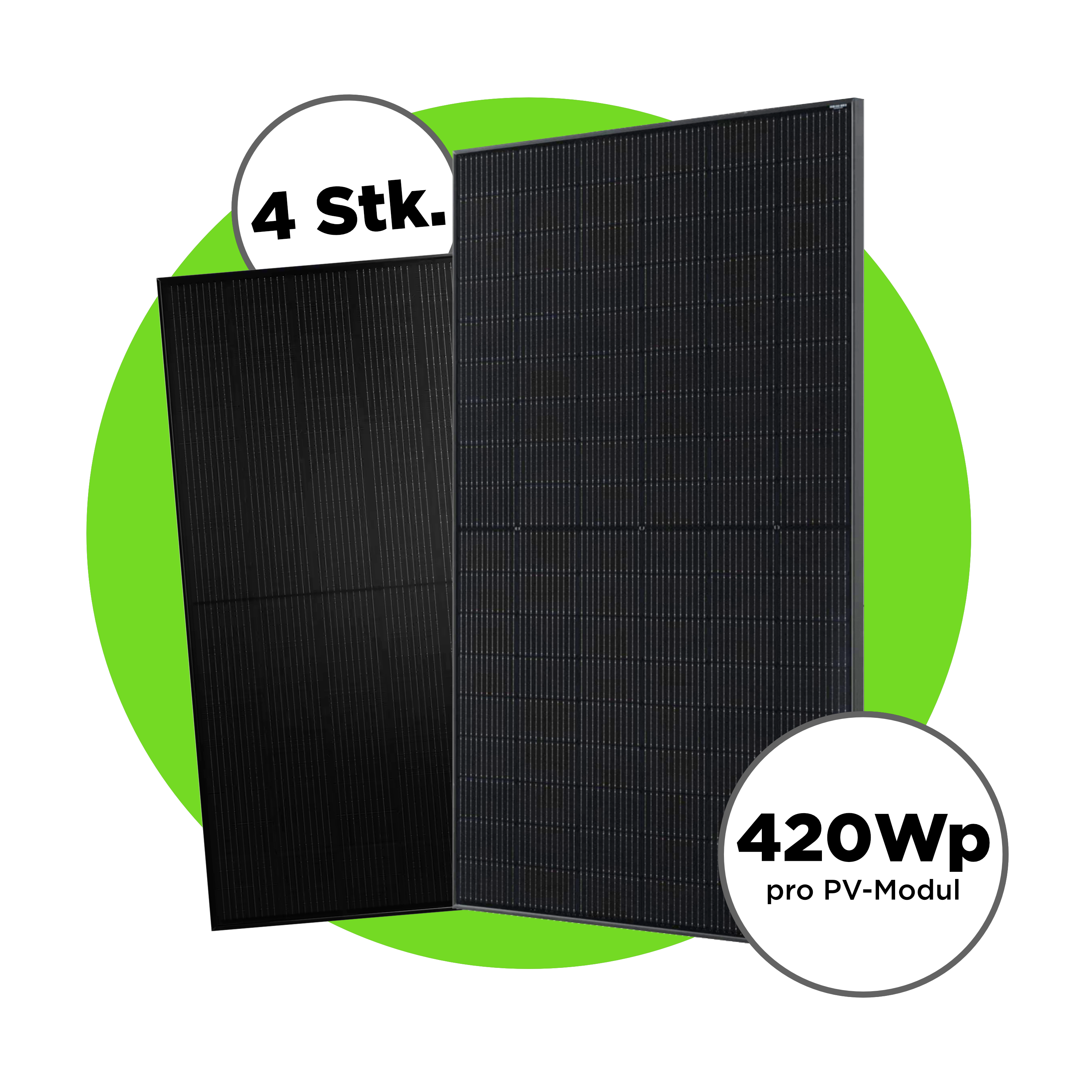 1680 Wp Full Black Balkonkraftwerk mit 4 Modulen — Apsystems 600 W - 800 W / ohne Unterkonstruktion / ohne Kabel